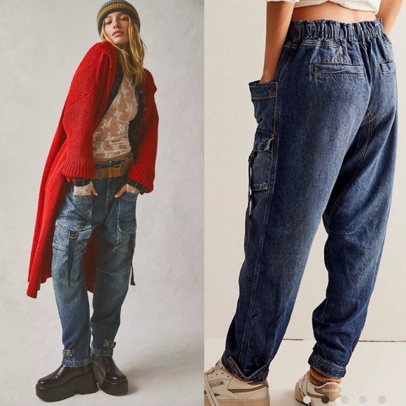 Free People We The Free Hazel Pull-On Drop-Waist Jeans XS - Picture 2 of 8